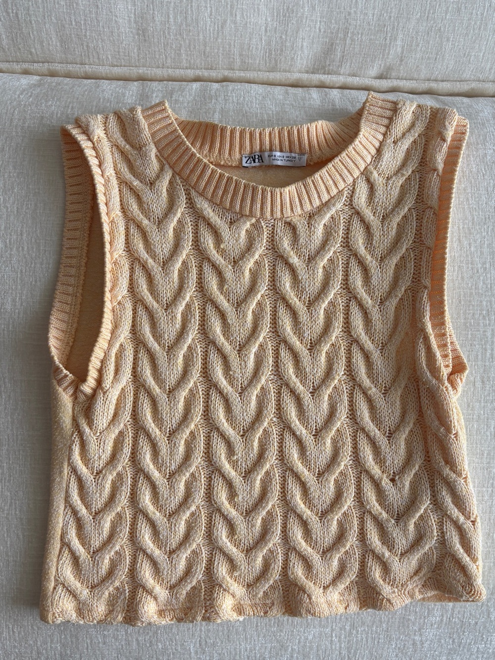 Zara Peach Cable-Knit Sleeveless Top - Picture 1 of 3